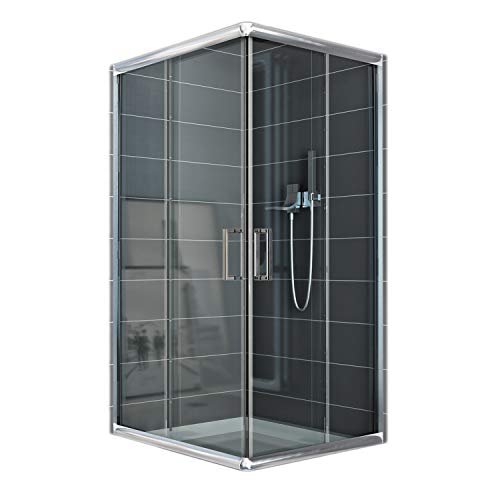 Mampara de ducha rectangular transparente, 70 x 120 cm, altura: 185 cm, grosor: 6 mm