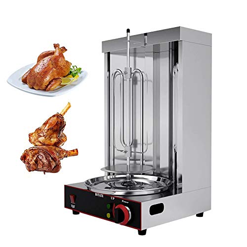 Máquina de kebab eléctrica asador vertical giratorio eléctrico con interruptor de ajuste de temperatura, adecuada para pollo, ternera, pavo shawarma, pastel de papa