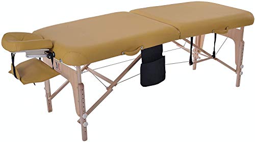 MASSUNDA COMFORT DELUXE - camilla de masaje plegable de altura regulable, camilla de masaje portátil de madera maciza, reposabrazos, almohada para el cuello, reposacabezas ergonómico