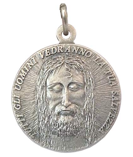 Medalla del Santo Rostro de Cristo (El Rostro de la Sábana Santa) - Tamaño grande 32 mm - Hecho en alto relieve