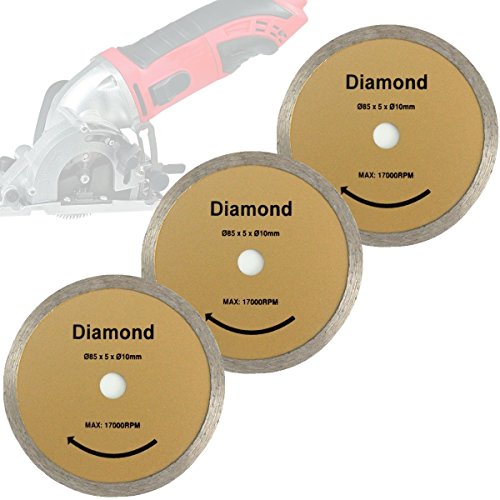 Mini sierra circular de mano Set de 3 Diamond hoja de sierra 85 x 10 mm para Apex/Timbertech/Powerplus/