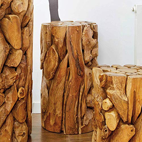 Möbel Bressmer Columna de madera de teca maciza Xilon en 3 tamaños, soporte para flores con certificado de madera