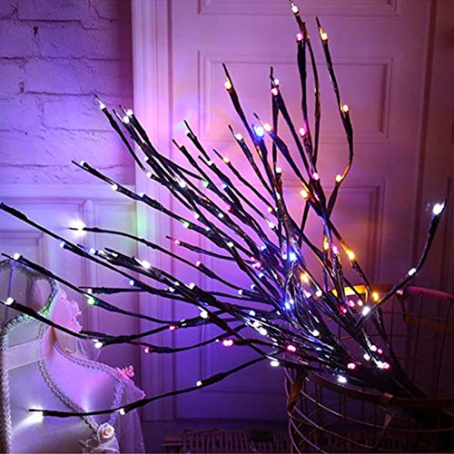 MUXAN - Guirnalda de 20 luces LED con ramas de sauce iluminadas, luces decorativas para Navidad, Pascua, Halloween y cumpleaños (multicolor, 2 unidades)