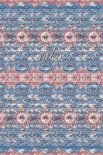 notes: 6x9 lined journal : vintage Kilim rug pink blue hues
