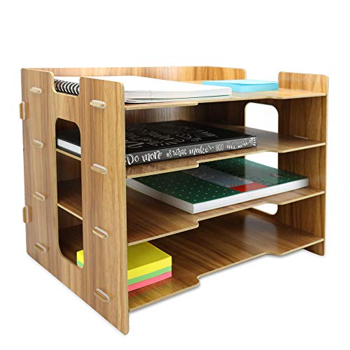 Organizador de escritorio de madera | Organizador de escritorio de documentos A4 | Bandejas de madera para archivar | Pukkr