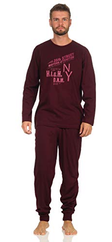Pijama largo de algodón, cuello redondo o cuello en V, suave, cálido, 5 modelos y colores a elegir, tallas 50/M - 56/XXL berenjena XL