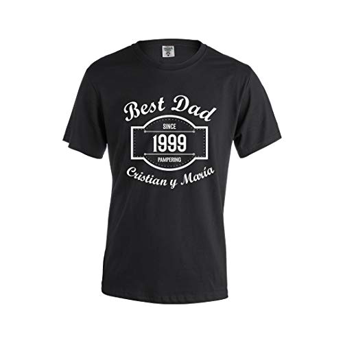 PROMO SHOP Camiseta Hombre con Diseño Especial Best Dad Negra · Camiseta Personalizada (con Texto y Año) · Ideal para Regalar el día del Padre · Manga Corta/Talla XXL · 100% Algodón