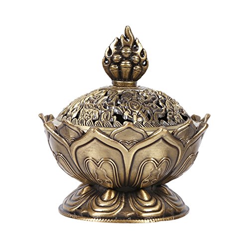 Quemador de Incienso de cerámica China y decoración de Porcelana Carbón de Incienso Titular, Bronce/Rojo de Bronce (Color : Bronce)