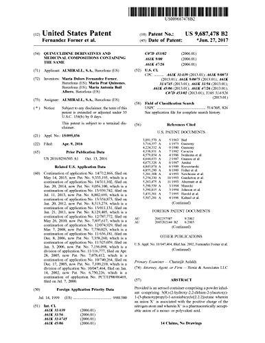 Quinuclidine derivatives and medicinal compositions containing the same: United States Patent 9687478 (English Edition)