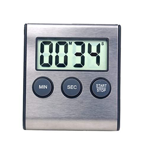 Reloj despertador digital mini temporizador de cocina para cocina electrodoméstico 24 horas reloj cuenta abajo temporizador Stainless Steel Black