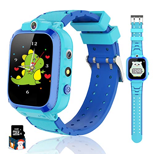 Reloj Inteligente para Niños con y Reproductor de MP3, Smartwatch Niños con Doble Cámara, 14 Juegos, Podómetro, Reloj Despertador, Linterna de Cumpleaños, para Niños y Niñas de 3 a 12 años (Azul)