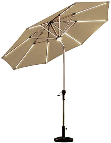 Ruinaier Houswares Sun Parasol Umbrella Garden 9FT Solar Patio Paraguas, paraguas al aire libre iluminada con mecanismo de inclinación y cigüeñal, para jardín balcón Mercado de patio trasero, sin base