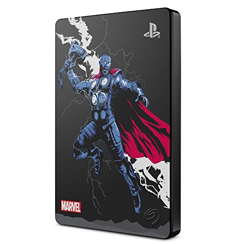 Seagate Game Drive para PS4 2 TB, Disco Duro portátil Externo HDD: USB 3.0, Avengers Special Edition – Thor, diseñada para PS4 (STGD2000205)