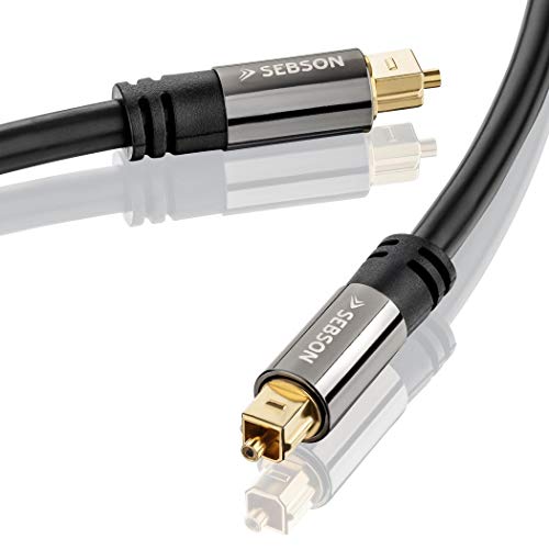 SEBSON Cable Optico Audio Digital 1m, Toslink Cable Fibra Optica para Barra de Sonido, TV, Sistemas HiFi, Consolas de Videojuego, Home Cinema
