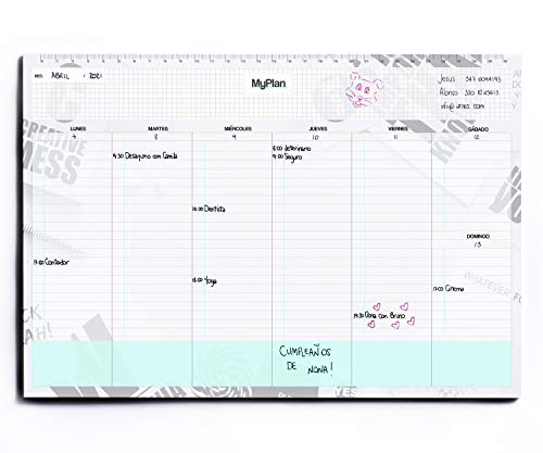 Semanario A4 32x22 - Planner Semanal Agenda de Mesa con Hojas Arrancables - Organizador de Tareas y Citas