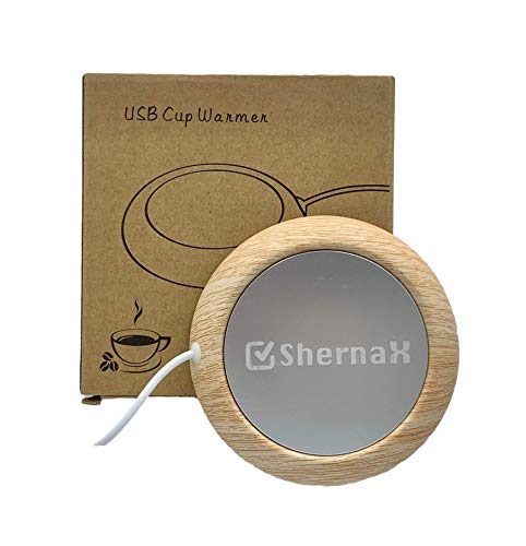 Shernax Placa usb para calentar tazas de cafe con el ordenador (Madera clara)