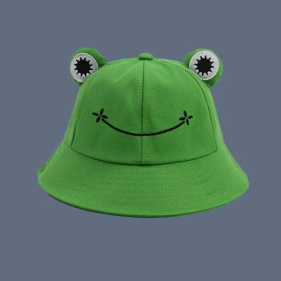 Sombrero de Cubo de Rana a la Moda para Mujer, Nuevo Sombrero de Verano, Gorra de Pesca de Rana para Padres e Hijos, Sombrero de Sol Lindo Salvaje Coreano, Sombrero de Cubo de Ojos Grandes -Green-S