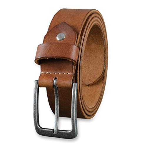 STILORD Cinturón de Cuero para Hombre de Búfalo Robusto Correa para Vaqueros con Hebilla de Espina Vintage 34mm, tamaño:130, Color:veneto - marrón | hebilla antiguo - plata