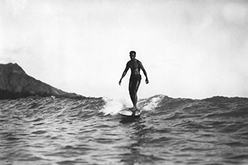 Surfing in Honolulu Hawaii Longboard Surfer – Fotografía vintage (12 x 18 cm), impresión artística
