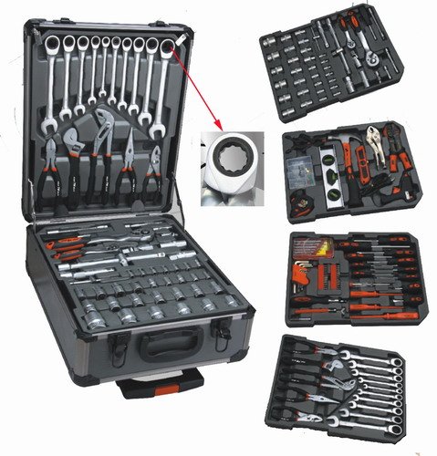 Swiss Kraft – Set de 186 herramientas con llaves de carraca, en maletín portaherramientas