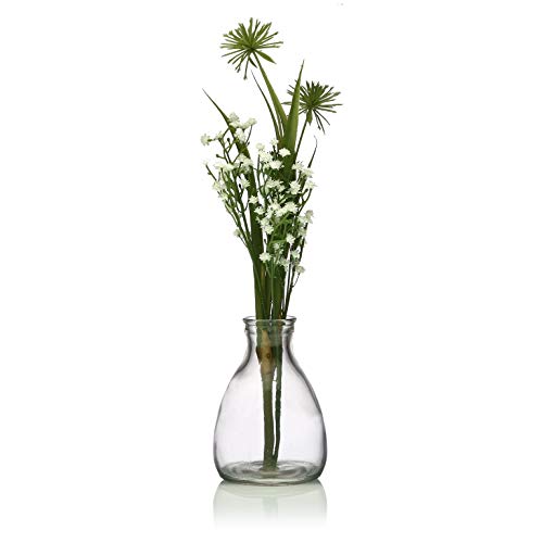 takestop® Jarrón para flores de cristal, 35 x 9 x 9 cm, para colocar plantas y mesas, moderno, decoración para el hogar, transparente