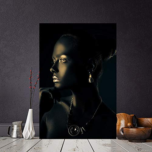 UHvEZ Regalo de Rompecabezas de 500pcs_Children Retrato Indio de la Mujer Africana de Oro Negro Rompecabezas de Madera Juguetes educativos para Adultos Juguetes educativos para niños 52x38cm