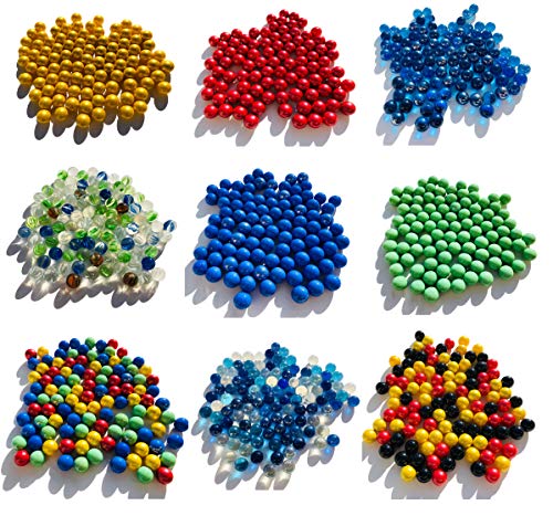 Varios murmullos de cristal de mármol de 500 g aprox. 95 unidades de piedras de cristal de 16 mm de grosor para jarrones, con borlas rojas, verdes y azules y claras, color dorado