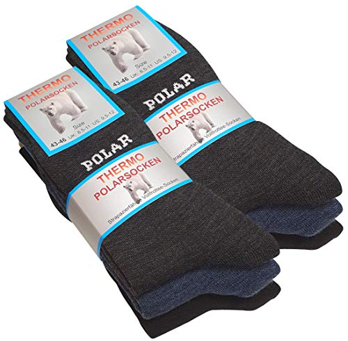 VCA 6 pares de calcetines polares, totalmente de rizo, gruesos y cálidos
