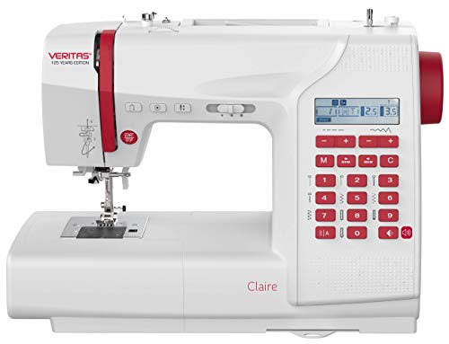 VERITAS Claire - Máquina de coser (197 programas, función de memoria, pantalla LCD, luz de costura LED, con alfabeto y números, edición de 125 años de aniversario)