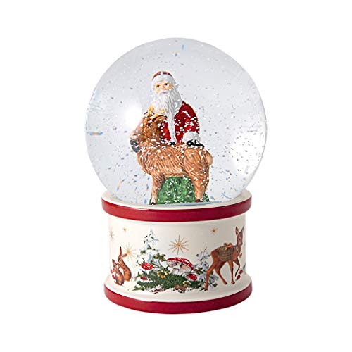 Villeroy & Boch 14-8327-6649 Christmas Toys-Bola de Nieve (tamaño Grande), diseño de Papá Noel y Ciervo, Porcelana, Blanco, 13x13x17cm