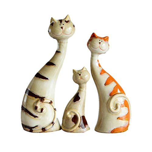 Vosarea Cerámica Figuras Esculturas Tres Gatos Adornos De Porcelana