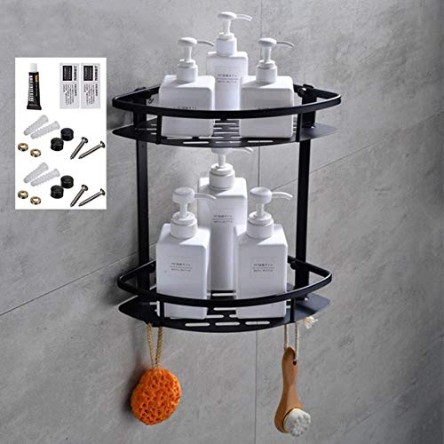 Wall Mounted Bathroom Black Trangle Shelves Aluminum Basket Storage Shower Caddy Shelf hair dryer holder etagere tipi repisa