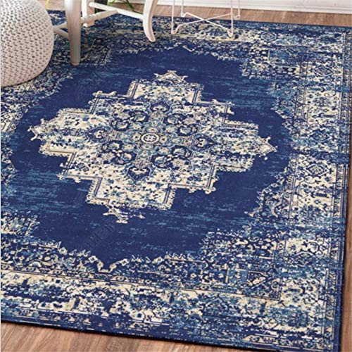 WQ-BBB Alfombra Alfombras de habitacion Azul Tradicional alfombras Pelo Corto jarapas patrón clásico Beige alfombras Lavables alfombras de habitacion 80X160cm