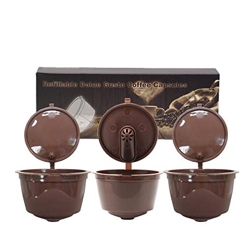 xingxing Storage & Organization - Juego de 3 cápsulas de café recargables para cafetera Nescafe Dolce Gusto (color: marrón)