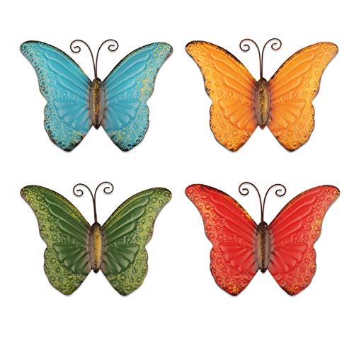 YiYa 4 Piezas de decoración de Pared de Mariposa de Metal para decoración de Valla de jardín Interior o Exterior