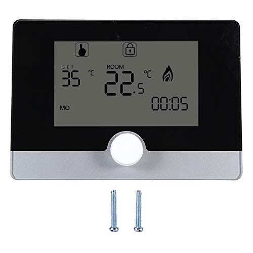 Ymiko Termostato, Controlador de Temperatura del termostato programable Digital programable de Pantalla LCD Grande inalámbrico para Sistema de calefacción de Caldera de Pared(Negro)
