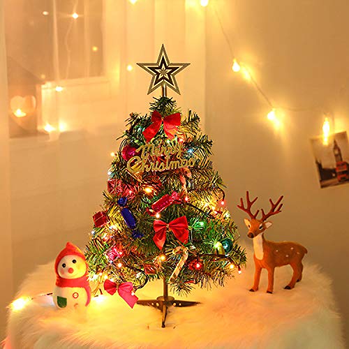 YQing 50cm árbol de Navidad Pequeño, Artificial Arbol Navidad con LED Luces arbol Navidad Decoracion para Decoración de Escritorio de Oficina en Casa