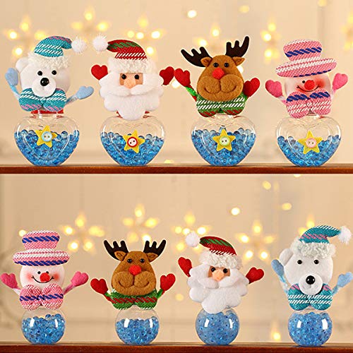 Yueser 8 Piezas Tarro de Dulces Navideños Plástico Felpa Tarro de Caramelos Papá Noel Muñeco de Nieve Oso y Ciervo Decoracion Navideña