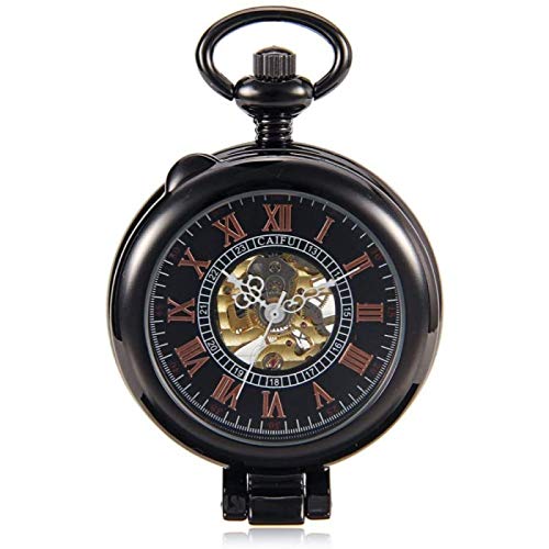 ZHANG Reloj de Bolsillo Neutral Reloj de Bolsillo Mecánico Antiguo Reloj de Bolsillo Esqueleto Mecánico Punk con Cadena como El Día de San Valentín