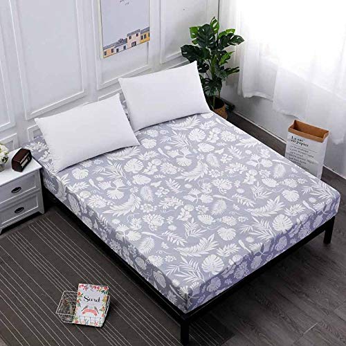 zlzty Fitted Sheet with Elastic Band Deep 25cm Mattress Cover Bedding Linens Bed Sheets,Single Duvet Cover,Kingsize Bedding Set@Gray Feather_120x200x25cm