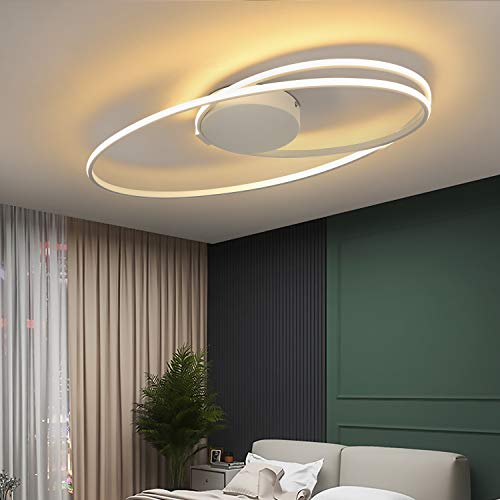 ZMH Lámpara de techo LED moderno en diseño integrado Plafón fabricado en aluminio en color blanco Plafón 36W interior 3000K blanco cálido para salón dormitorio recibidor oficina estudio
