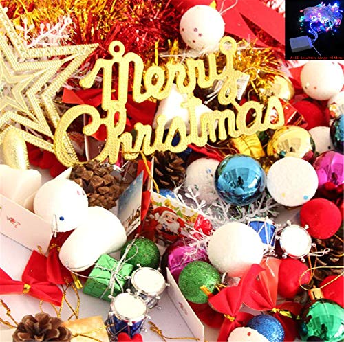 Zwyzspd Juego de 125 bolas de Navidad con copos de nieve, espumillón de Navidad con purpurina y Papá Noel para decoración de Navidad (80 unidades)