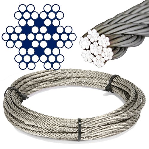 10 M de acero inoxidable - de alambre cuerda de 7 x 7 medio suave d=1 mm - acero inoxidable A4 cable de acero