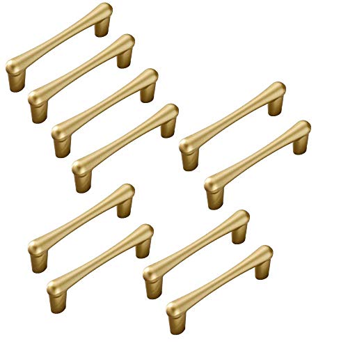 10 tiradores de muebles dorados – Barra de puerta para puertas en T para muebles de cocina (distancia de orificio 96 mm)