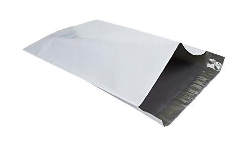 100 bolsas de plástico de color blanco para envíos postales, de polietileno de color gris, 31 x 42 cm