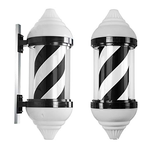 2 paquetes de luz de poste de barbero LED de 24 '' estilo clásico, muestra abierta de peluquería para peluquería, tiras de LED giratorias en blanco y negro, resistente al agua IP44 a prueba de agua
