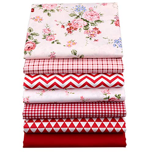 7 piezas de 40 cm x 50 cm de tela de algodón para coser acolchado patchwork hogar textil rojo serie Tilda muñeca cuerpo paño