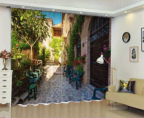 AmDxD Cortinas opacas de poliéster con 2 paneles, para sala de estar, patio, árbol, sillas, cortinas, 200 cm de ancho x 72 cm de alto