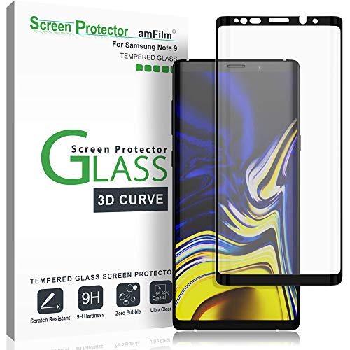 amFilm Protector Pantalla Galaxy Note 9, Anti-Burbujas Cristal Vidrio Templado Protector de Pantalla para Samsung Galaxy Note 9 (Negro)