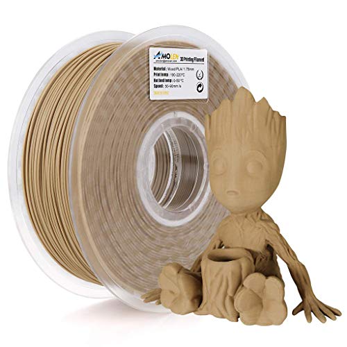 AMOLEN Filamento Impresora 3D, Bambú de Madera Filamento PLA 1.75, Light Wood Material de Impresión 3D que Incluye un 20% de Fibra de Madera Real